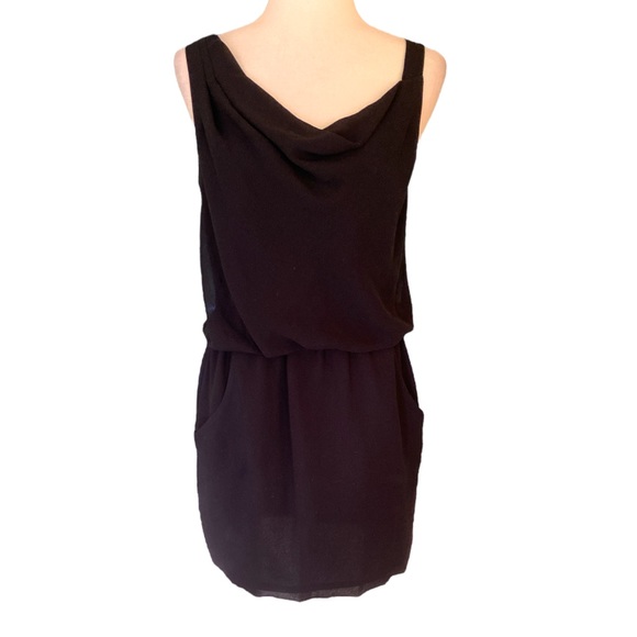 Theory Jaylyn Black Draped Neck Sleeveless Drop Waist Tunic Slip Dress - 4 - Picture 5 of 15